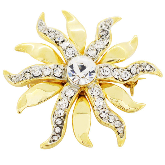 Golden Sun Brooch Pin