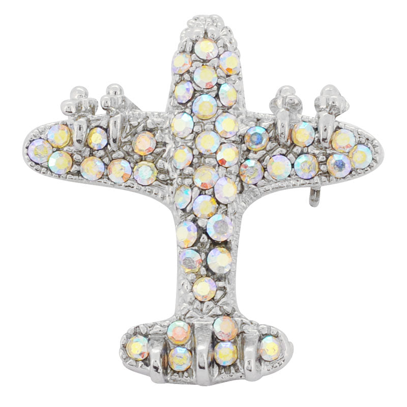 Crystal Aurore Boreale Airplane Pin Brooch Pin