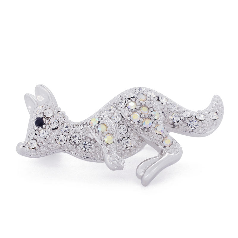 Crystal Aurore Boreale Kangaroo Brooch Pin