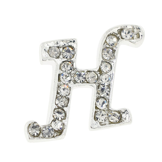 Chrome Letter H Crystal  Lapel Pin