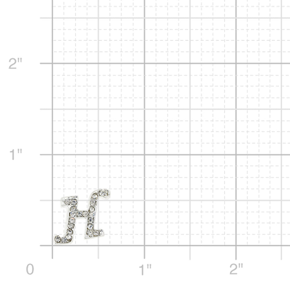 Chrome Letter H Crystal  Lapel Pin