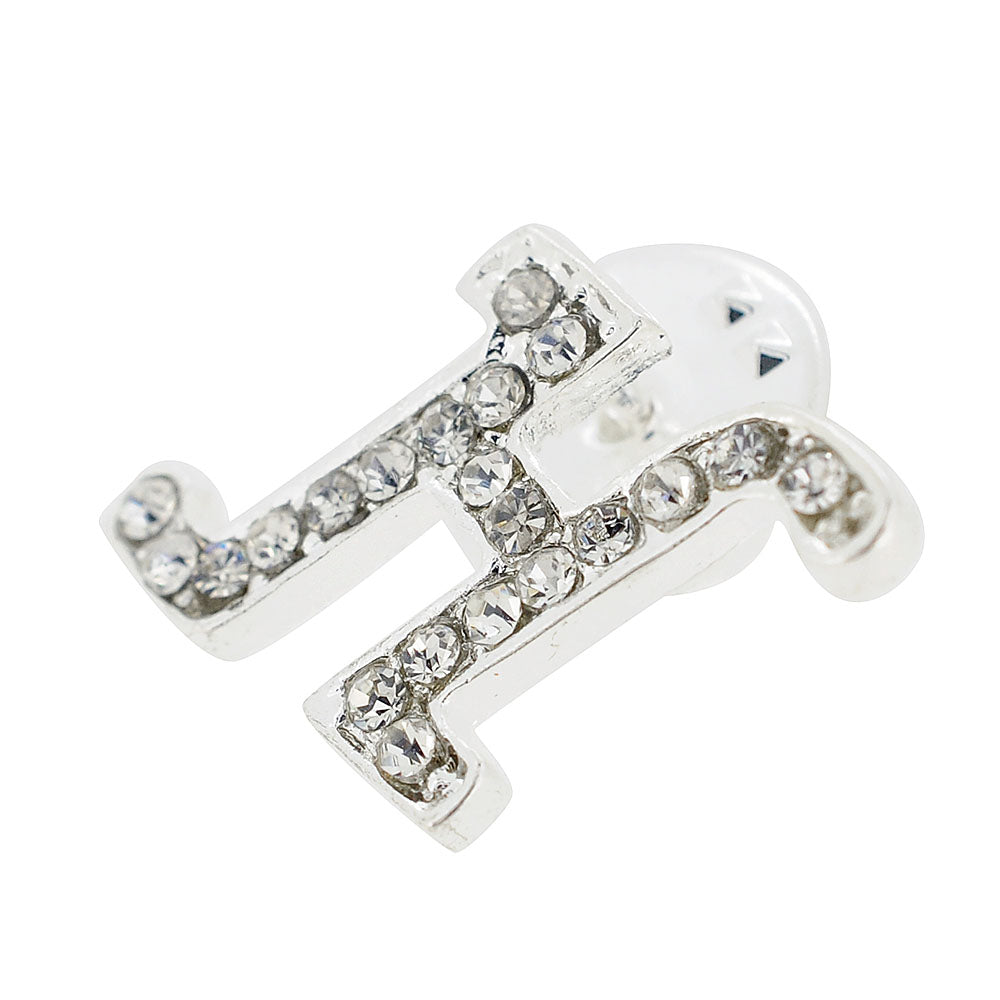 Chrome Letter H Crystal  Lapel Pin