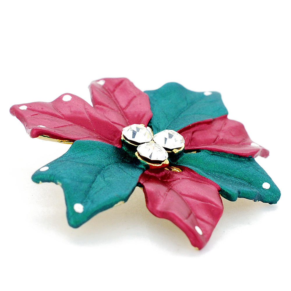 Multicolor Christmas Star Poinsettia Swarovski Crystal Pin Brooch