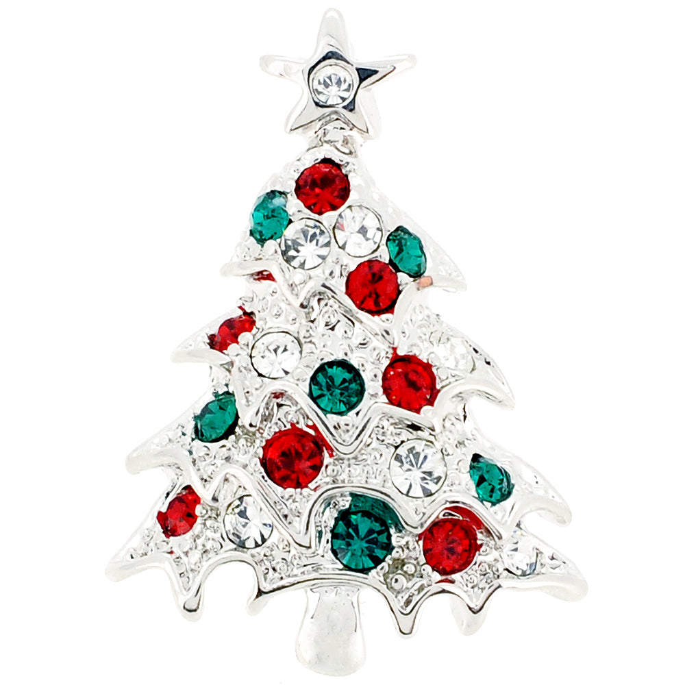 Multicolor Christmas Tree Swarovski Crystal Lapel Pin