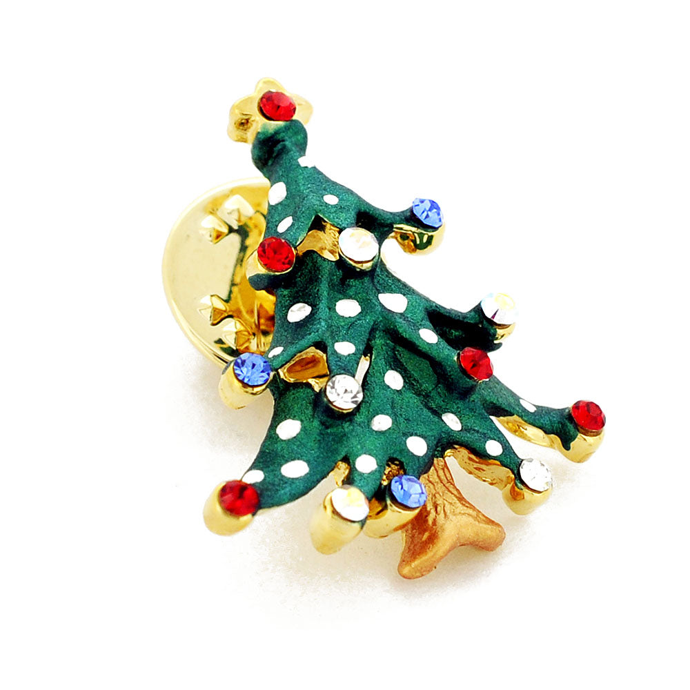 Multicolor Chistmas tree Crystal Lapel Pin