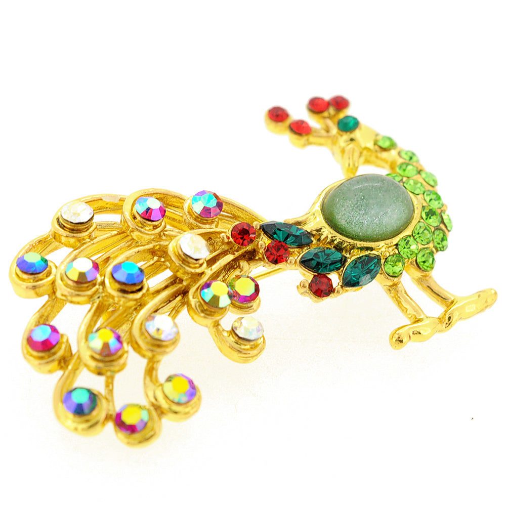 Mutlicolor Peacock Crystal Pin Brooch