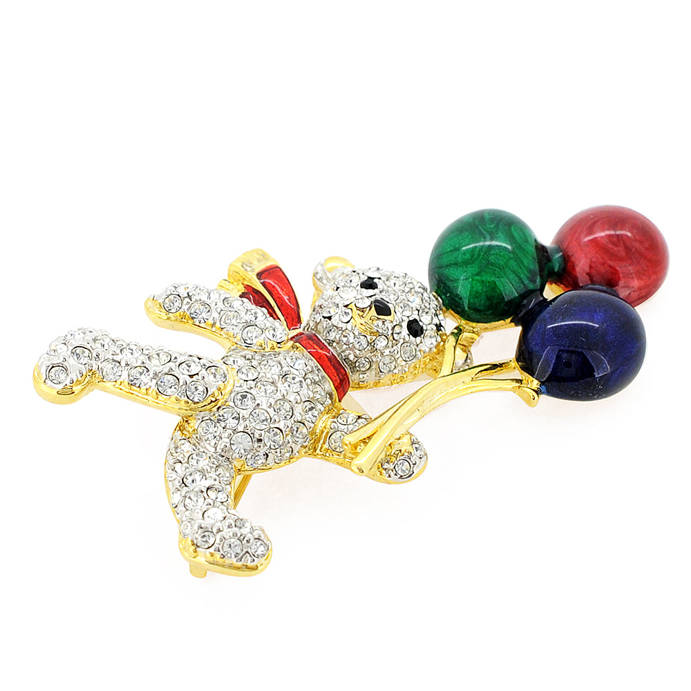 Birthday Balloon Bear Brooch Pin
