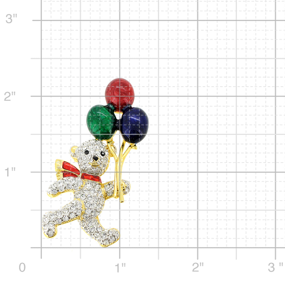 Birthday Balloon Bear Brooch Pin