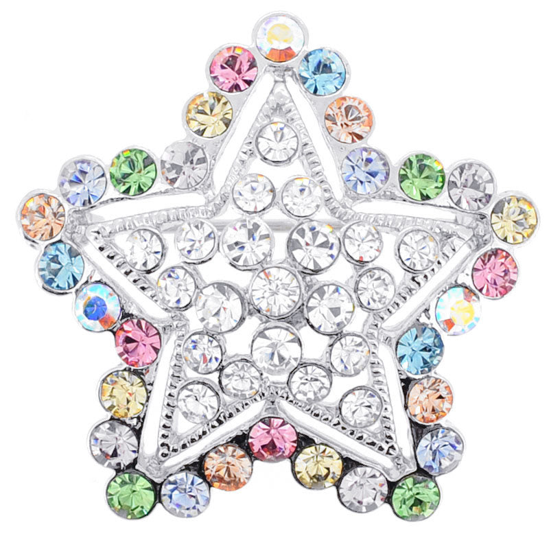 Multicolor Star Swarovski Crystal Pin Brooch