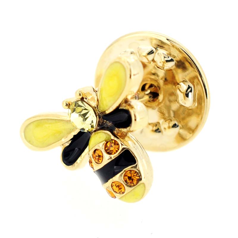 Golden Bee Bug Swarovski Crystal Lapel Pin