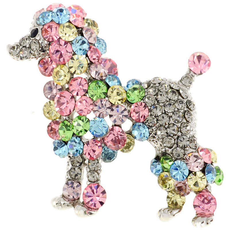 Multicolor Poodle Crystal Animal Pin Brooch