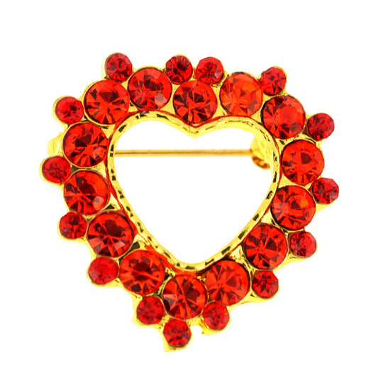 Hyacinth Red Heart Crystal Pin Brooch