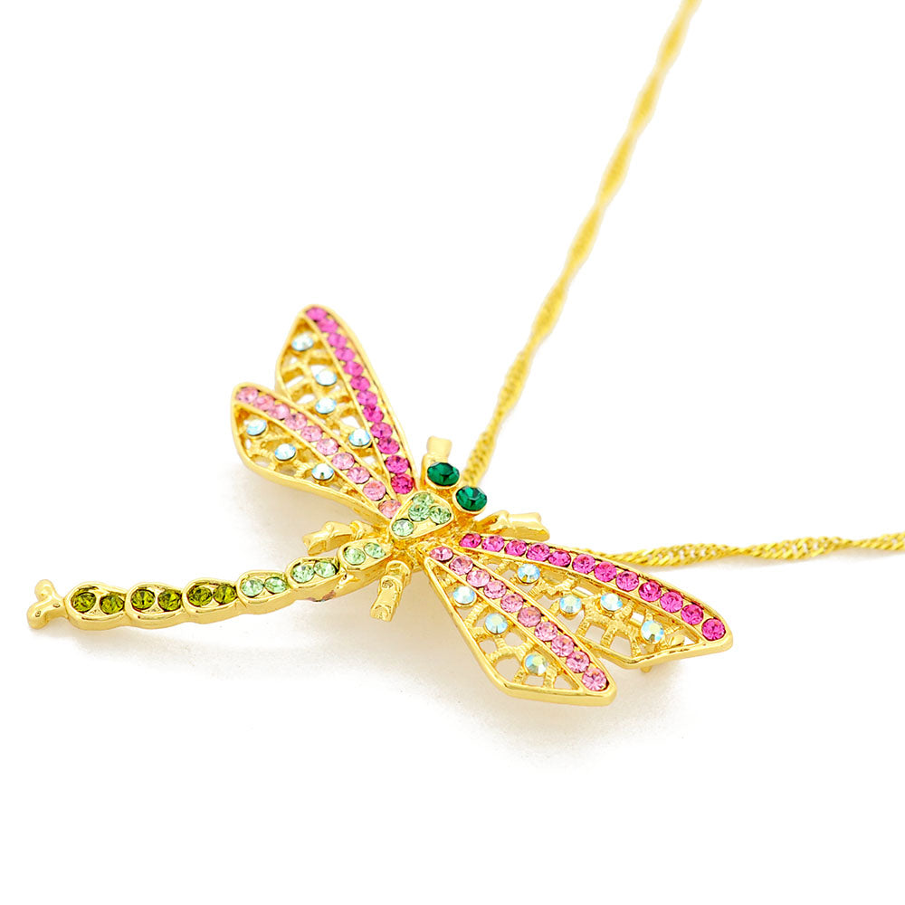 Mutlicolor Dragonfly Crystal Pin Brooch And Pendant