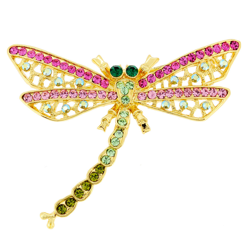 Mutlicolor Dragonfly Crystal Pin Brooch And Pendant