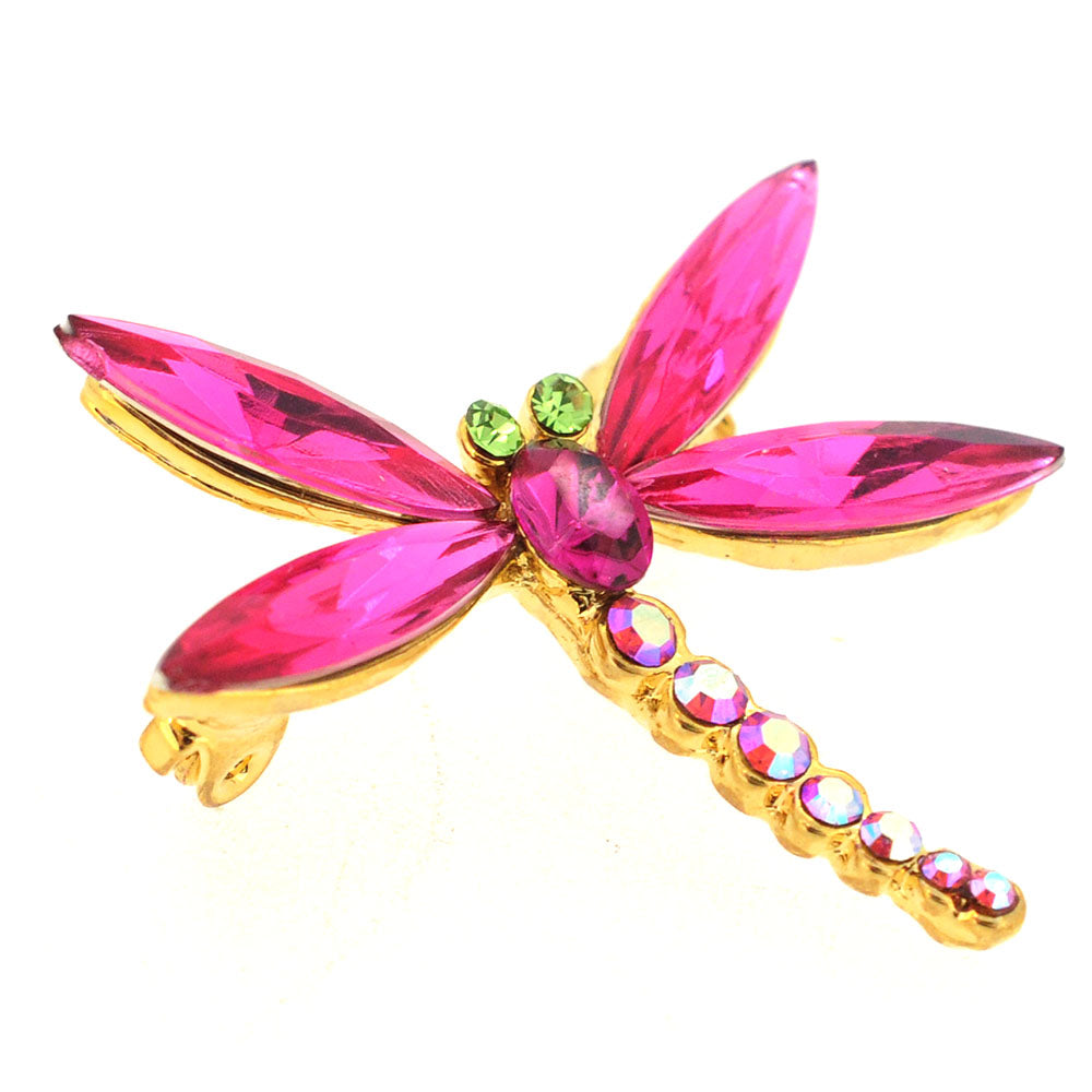 Fuchsia Pink Dragonfly Swarovski Crystal Pin Brooch