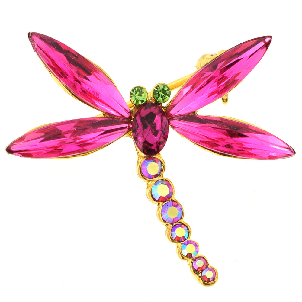 Fuchsia Pink Dragonfly Swarovski Crystal Pin Brooch