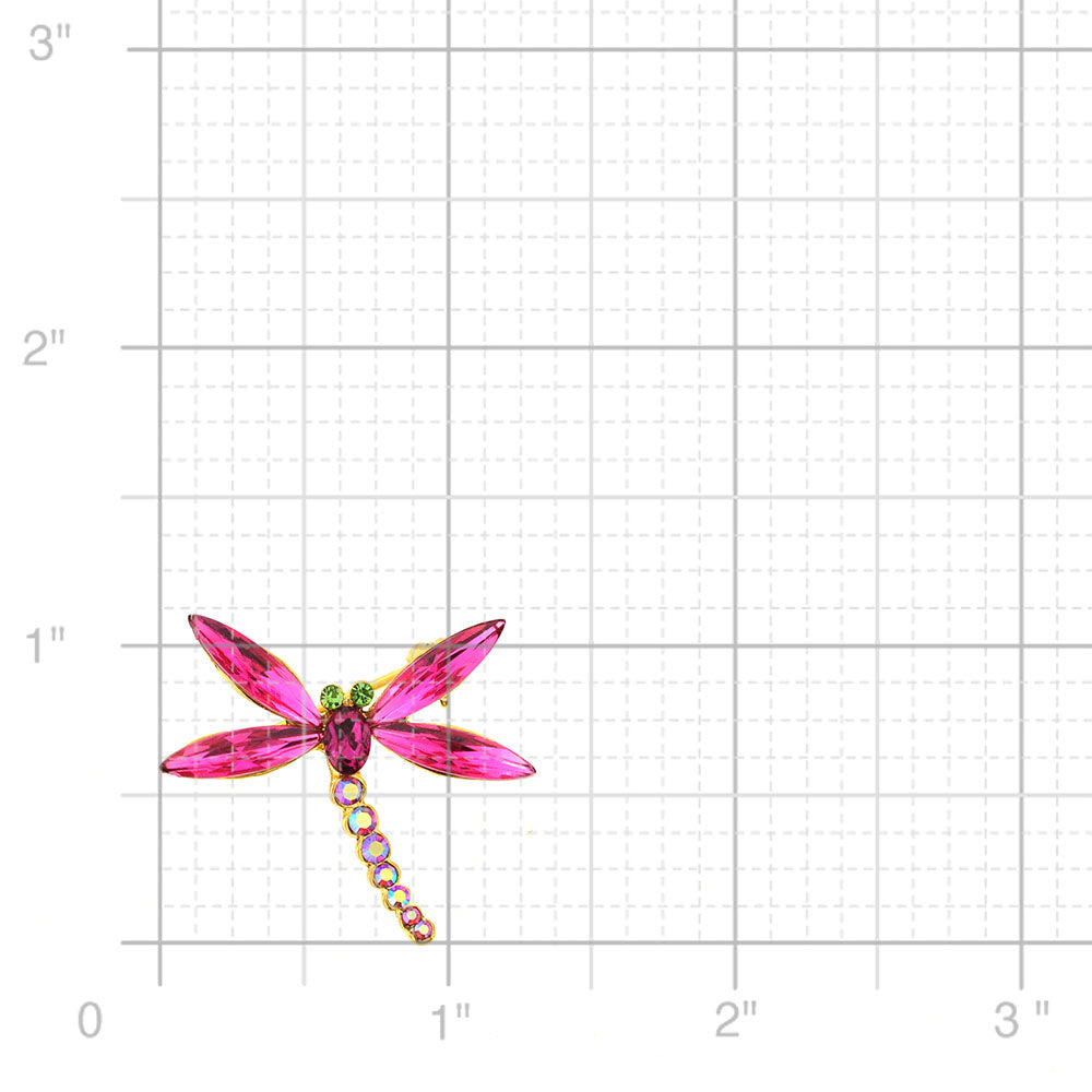 Fuchsia Pink Dragonfly Swarovski Crystal Pin Brooch