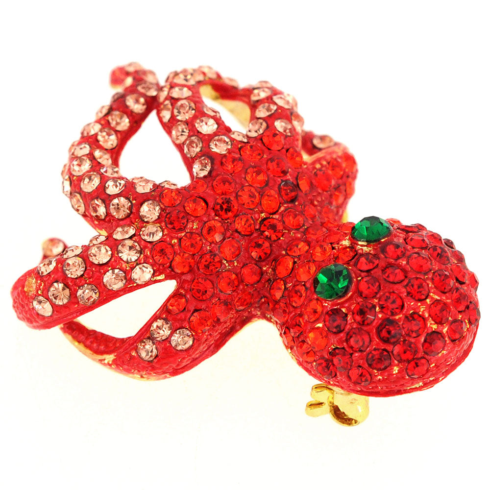 Red Octopus Swarovski Crystal Pin Brooch And Pendant