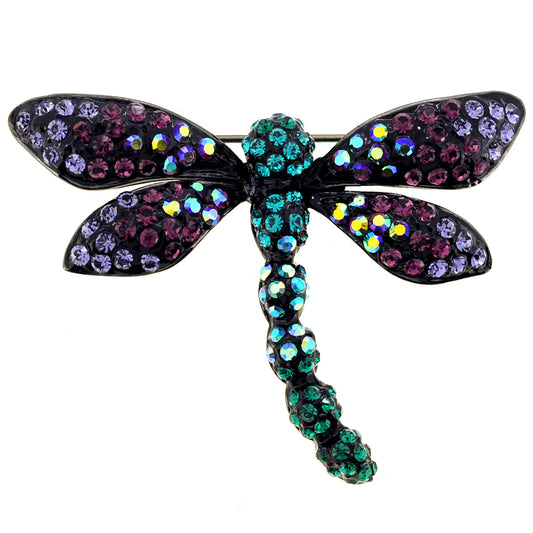 Multicolor Dragonfly Crystal Pin Brooch