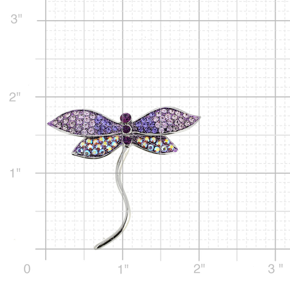 Purple Dragonfly Crystal Pin Brooch