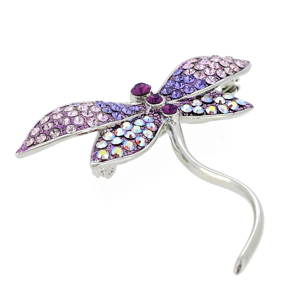 Purple Dragonfly Crystal Pin Brooch