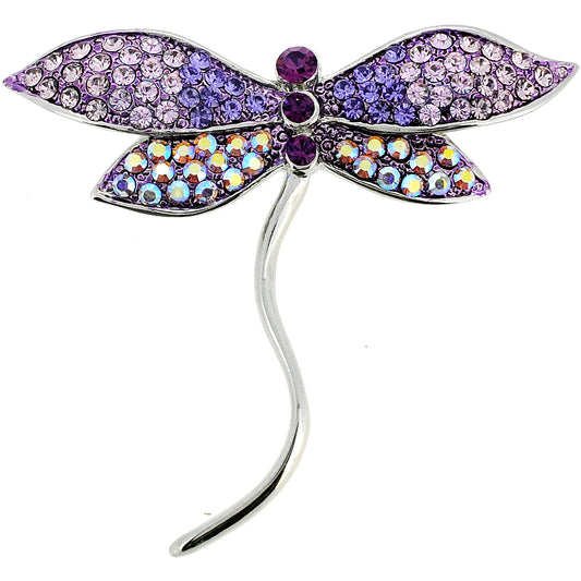 Purple Dragonfly Crystal Pin Brooch