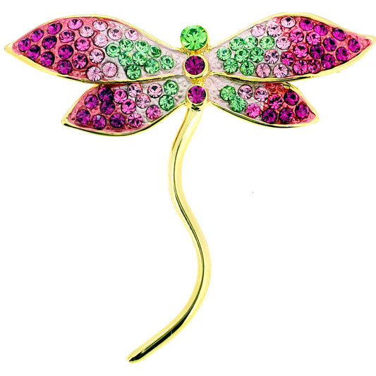 Multi Pink Dragonfly Swarovski Crystal Pin Brooch