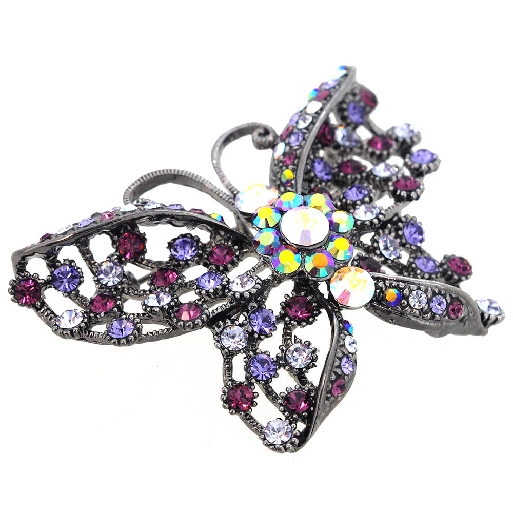 Amethyst Purple Butterfly Pin Swarovski Crystal Pin Brooch and Pendant