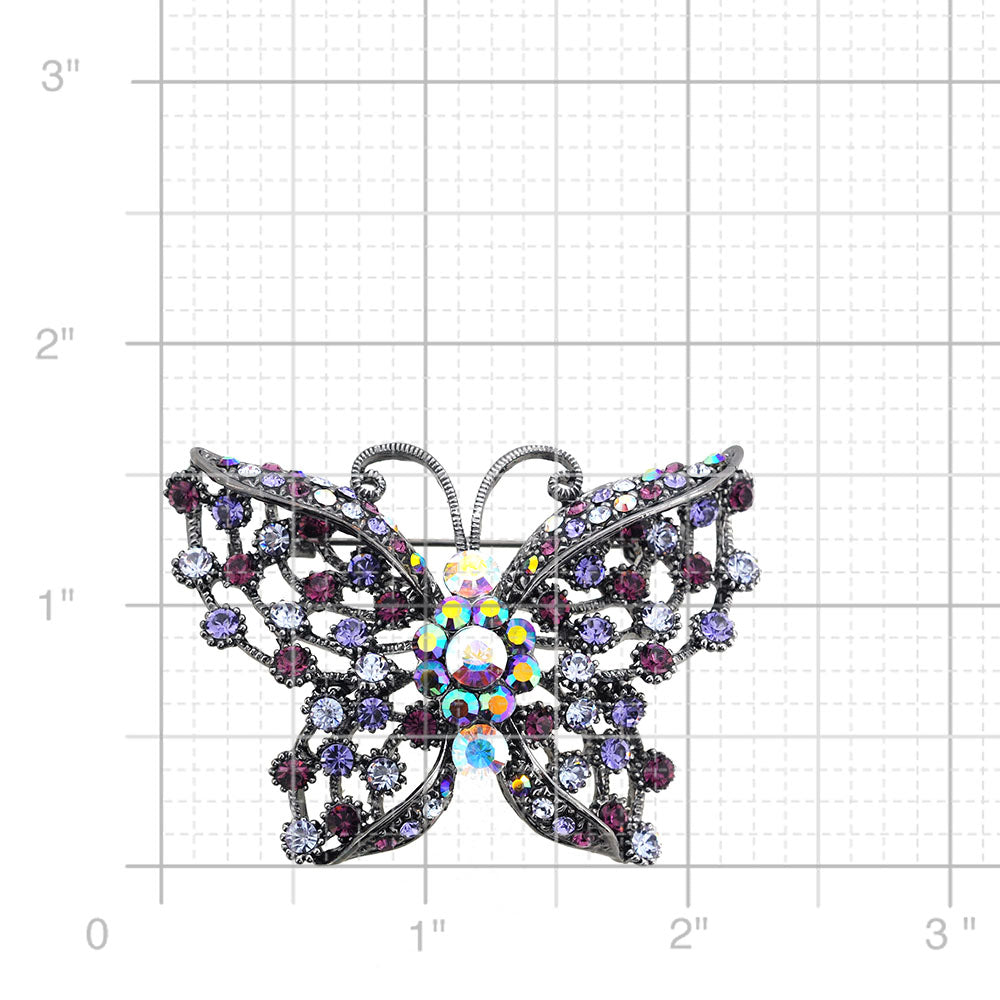Amethyst Purple Butterfly Pin Swarovski Crystal Pin Brooch and Pendant