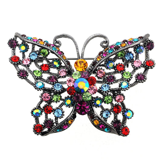 Multicolor Butterfly PIn Swarovski Crystal Pin Brooch and Pendant