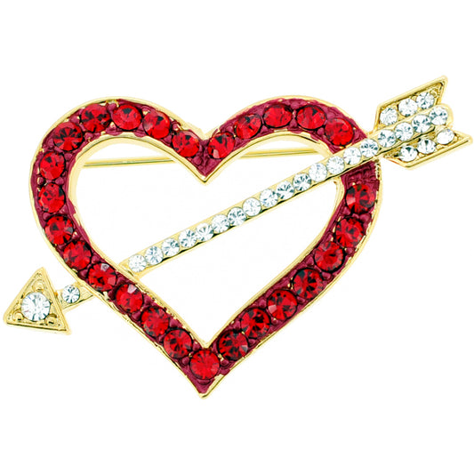 Red Heart Swarovski Crystal Pin Brooch