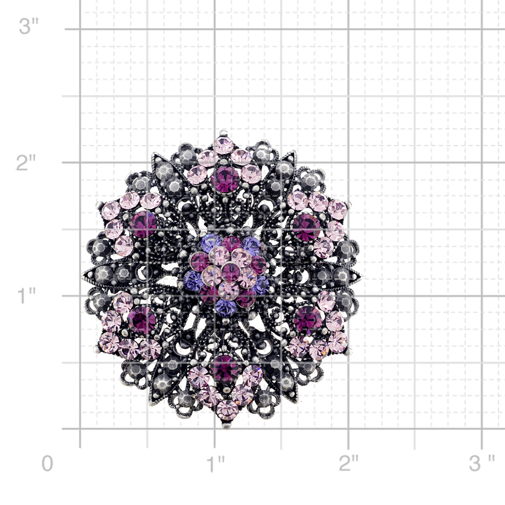 Purple Flower Wedding Amethyst Crystal Pin Brooch And Pendant