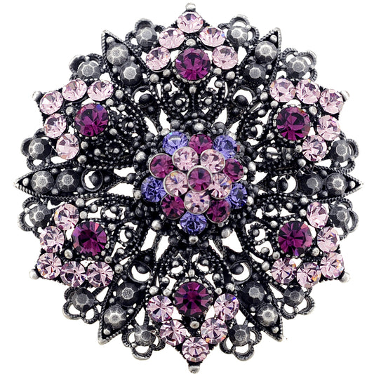 Purple Flower Wedding Amethyst Crystal Pin Brooch And Pendant