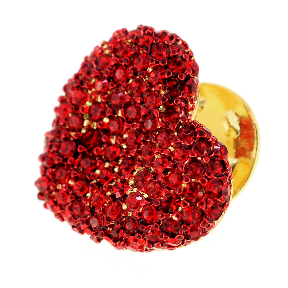 Red Heart Valentines Crystal Lapel Pin