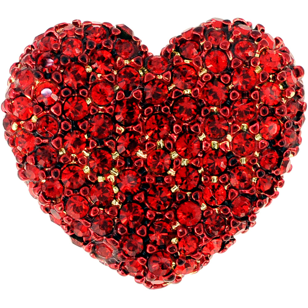 Red Heart Valentines Crystal Lapel Pin