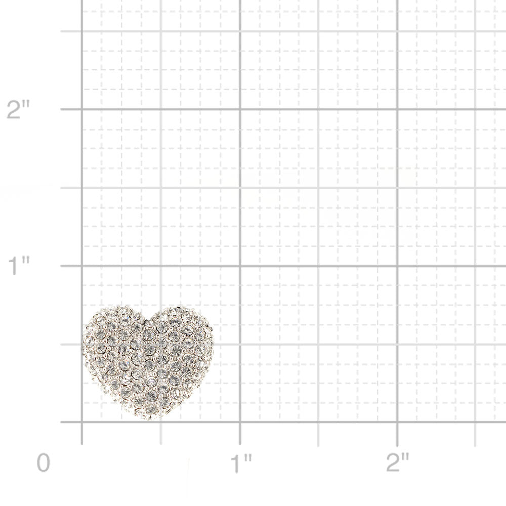 Silver Heart Valentines Crystal Lapel Pin