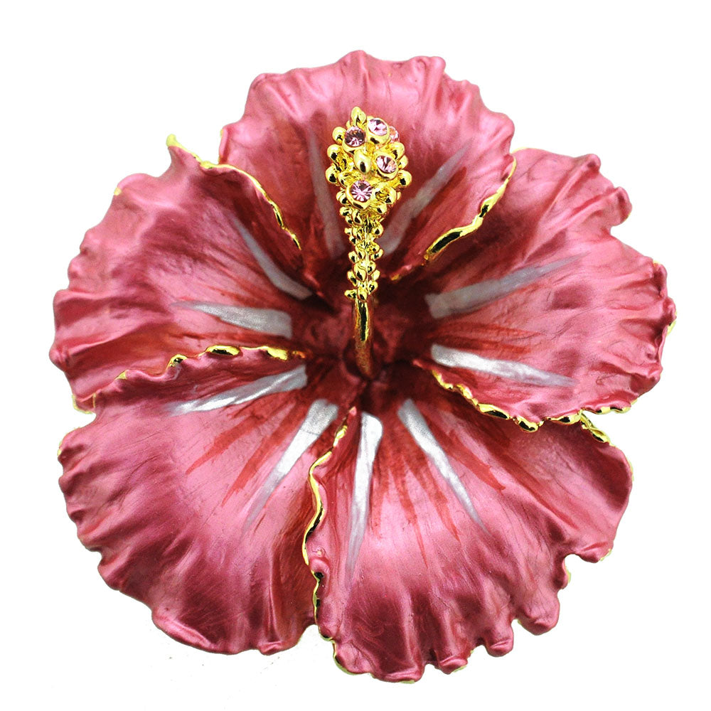 Red Hawaiian Hibiscus Swarovski Crystal Flower pin brooch and Pendant