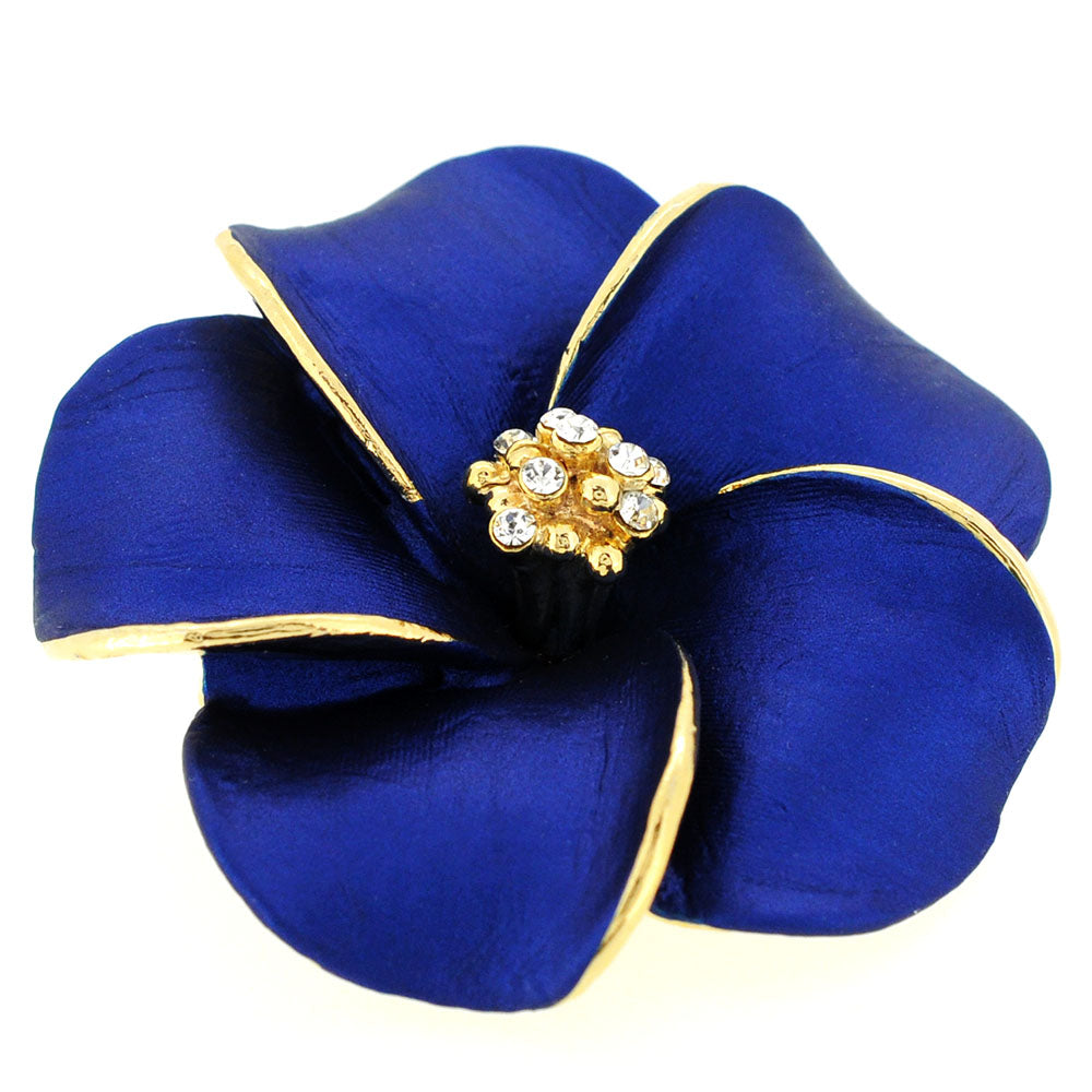 Blue Hawaiian Plumeria Flower Swarovski Crystal Pin Brooch And Pendant(Chain No Included)