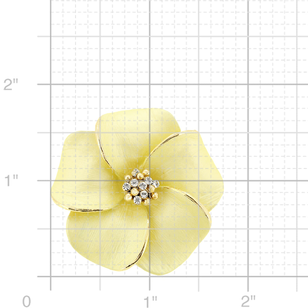 Yellow Hawaiian Plumeria Swarovski Crystal Flower Pin Brooch And Pendant