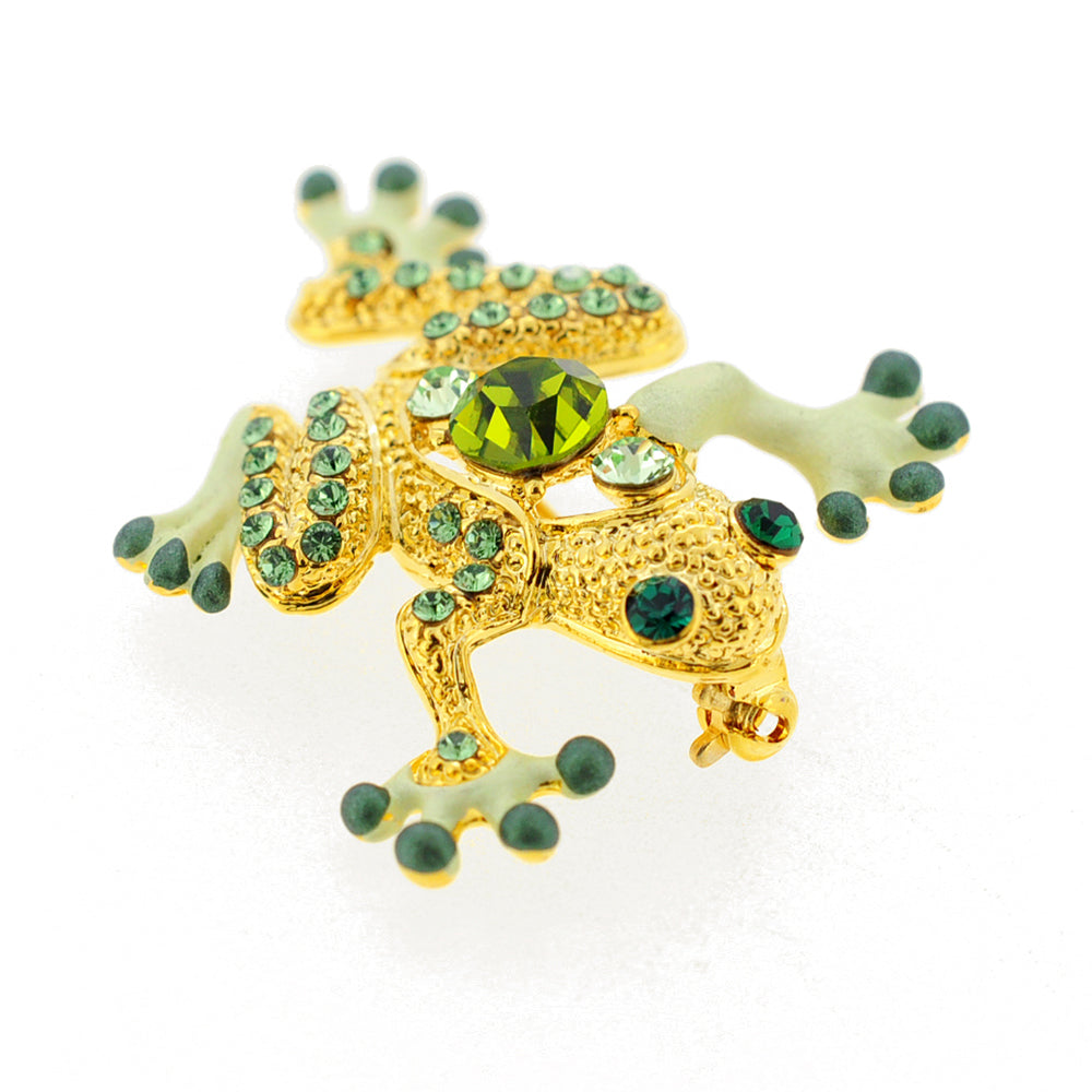 Green Frog Crystal Pin Brooch