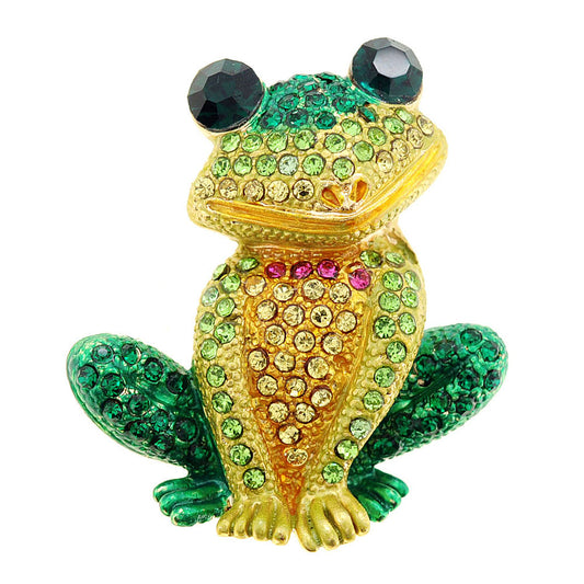Multicolor Frog Crystal Pin Brooch