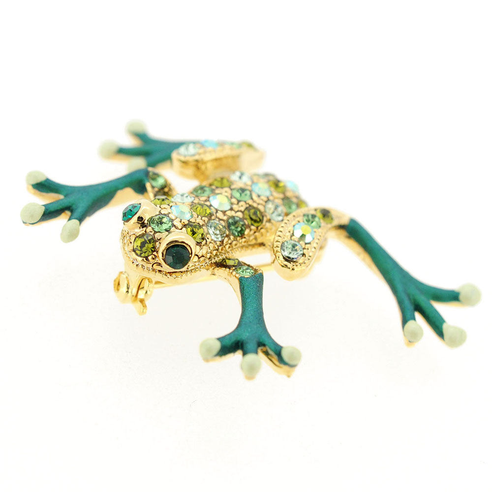 Green Frog Swarovski Crystal Pin Brooch