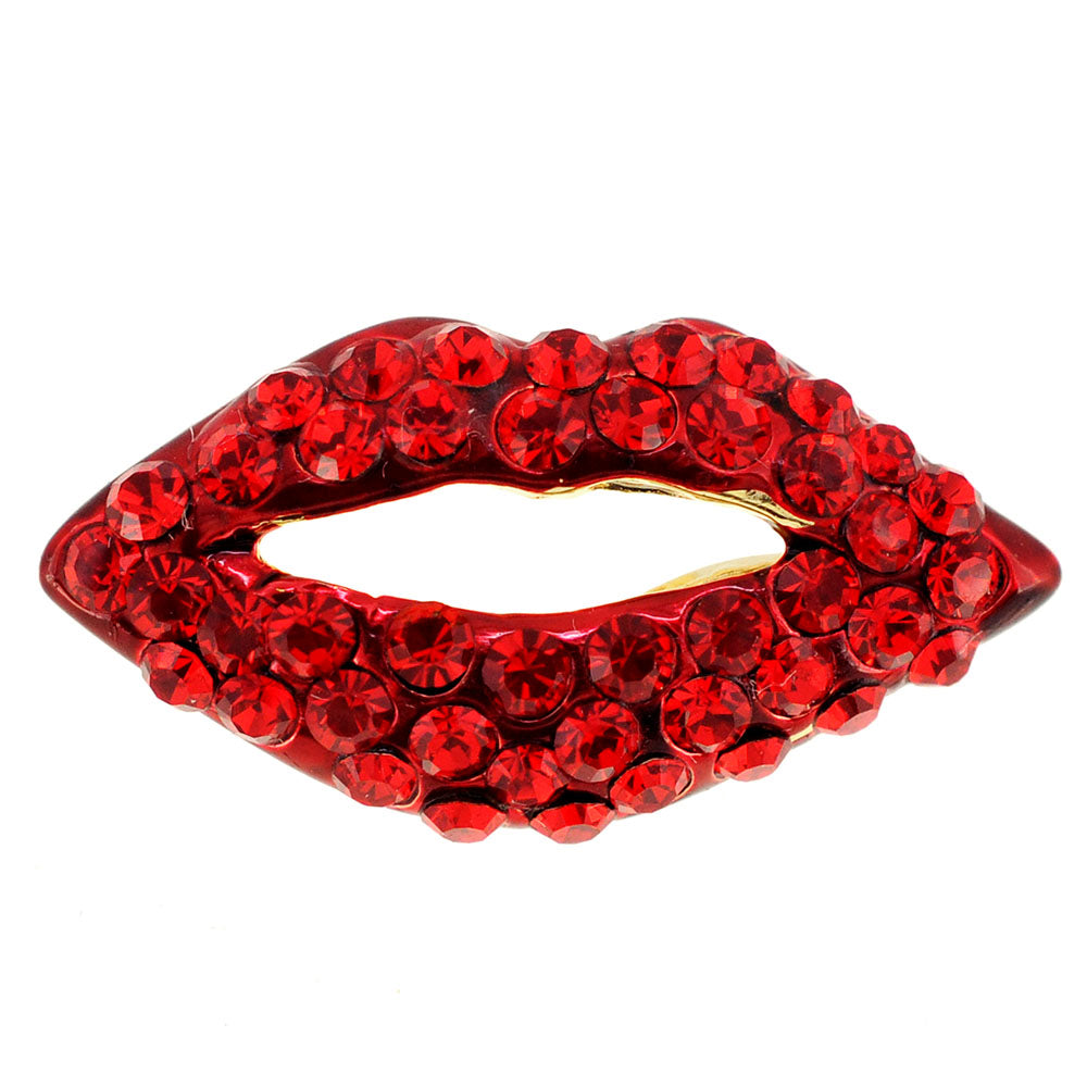 Red Lips Crystal Lapel Pin