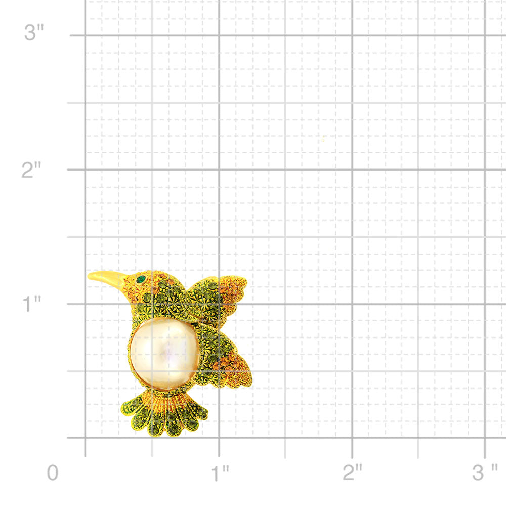 Yellow Green Hummingbird Swarovski Crystal Pin Brooch