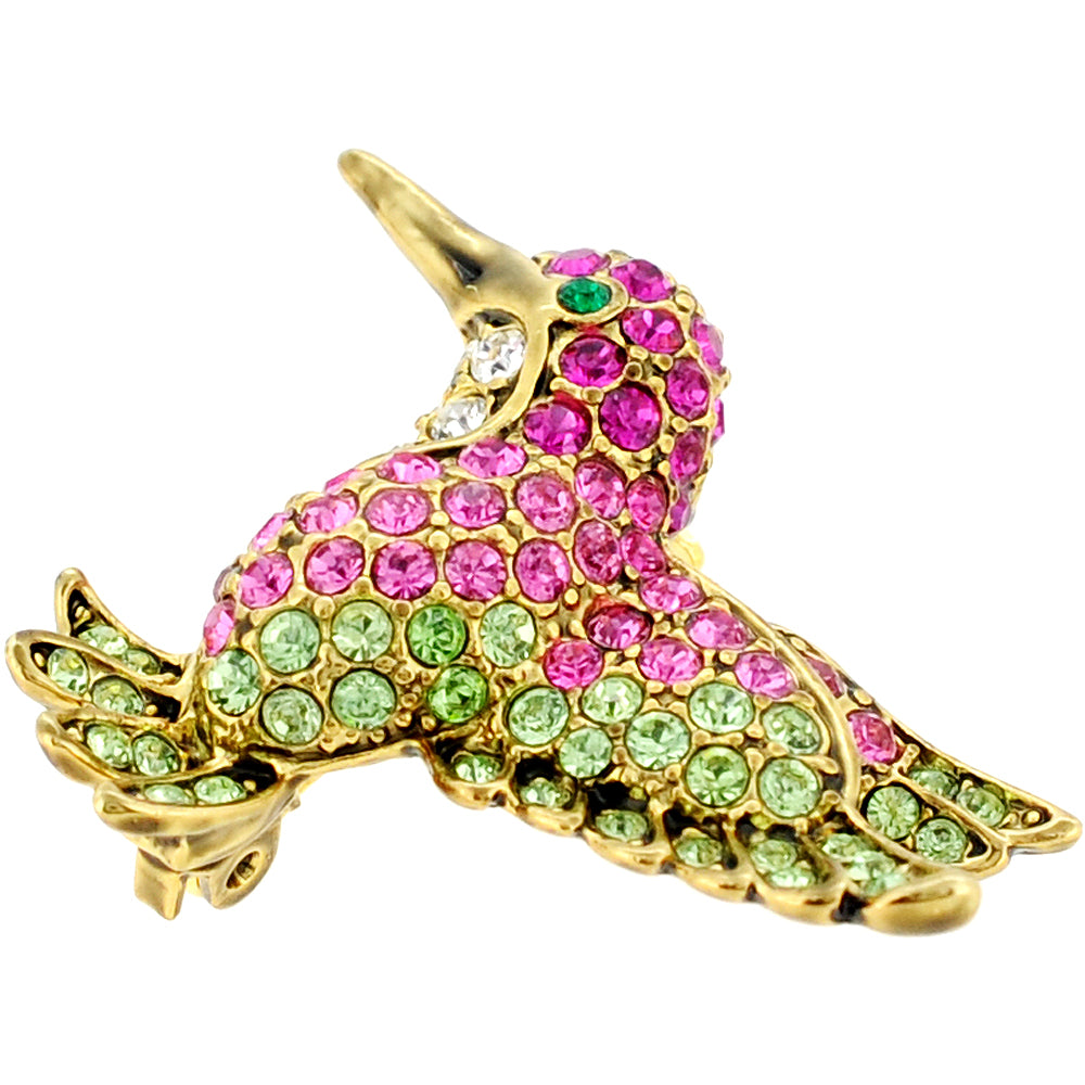 Multicolor Hummingbird Swarovski Crystal Pin Brooch