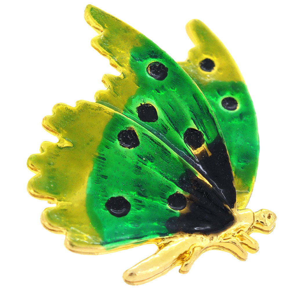 Green Ombre Butterfly Crystal Brooch Pin
