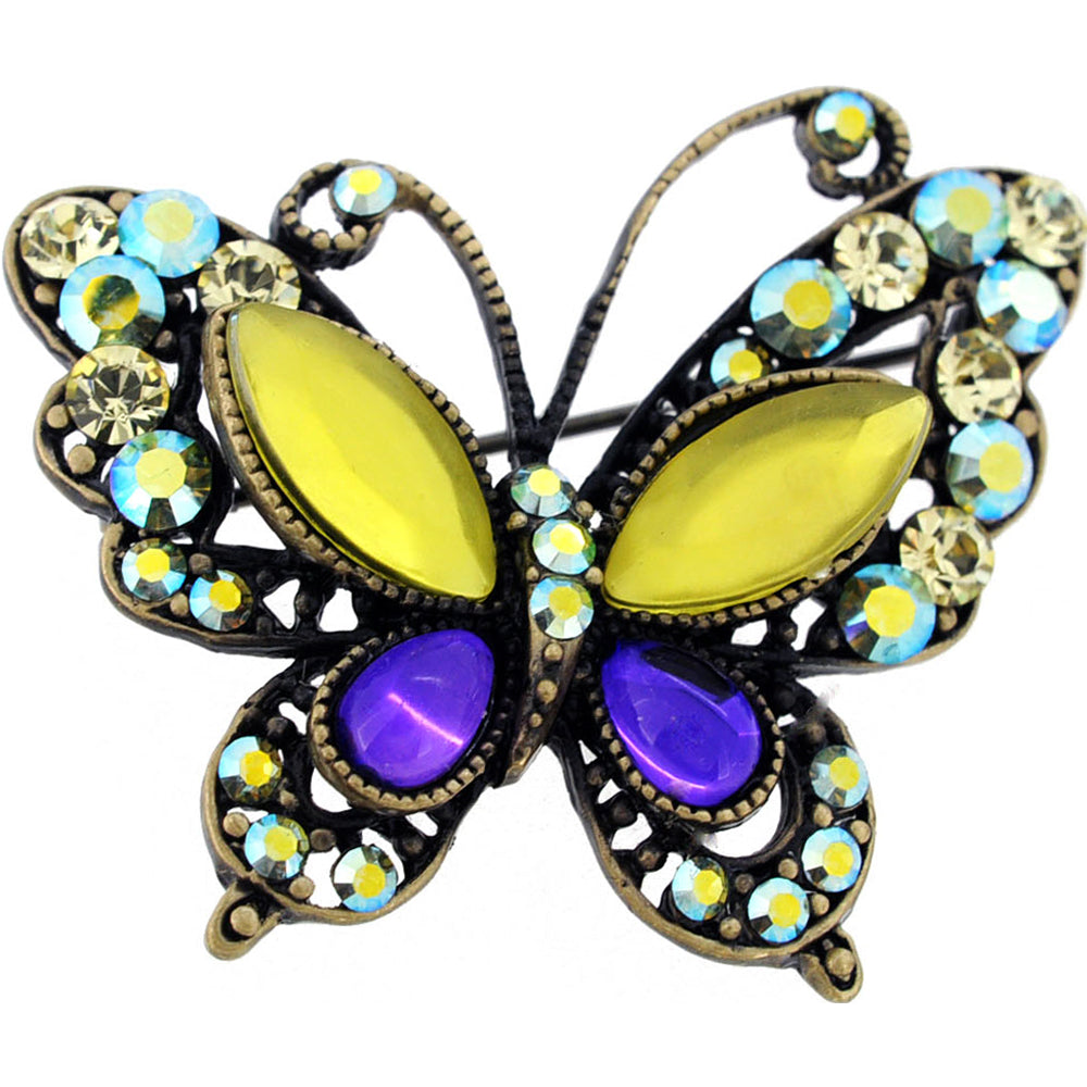 Multicolor Butterfly Swarovski Crystal Brooch Pin