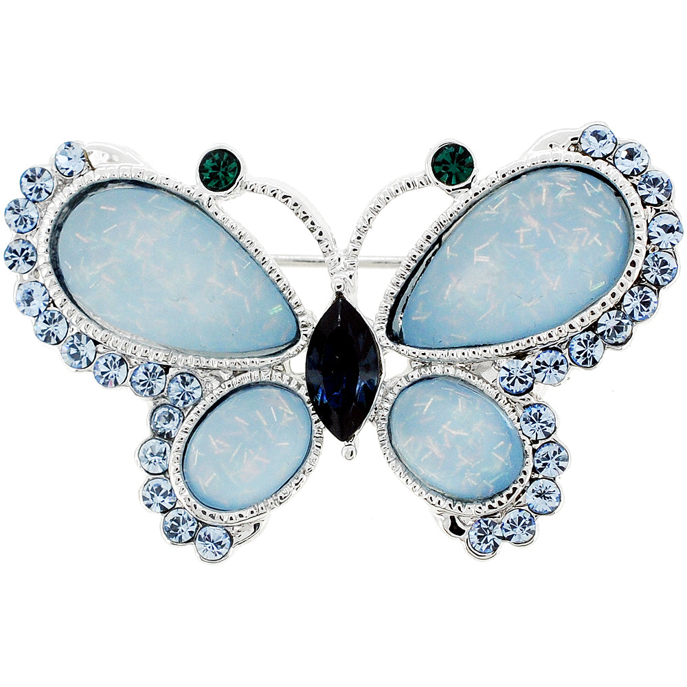 Light Blue Butterfly Swarovski Crystal Pin Brooch