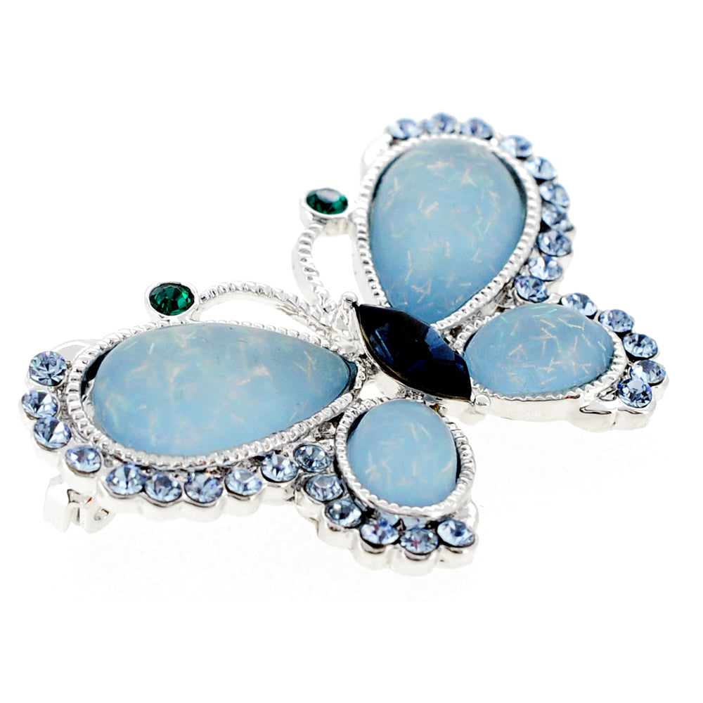 Light Blue Butterfly Swarovski Crystal Pin Brooch