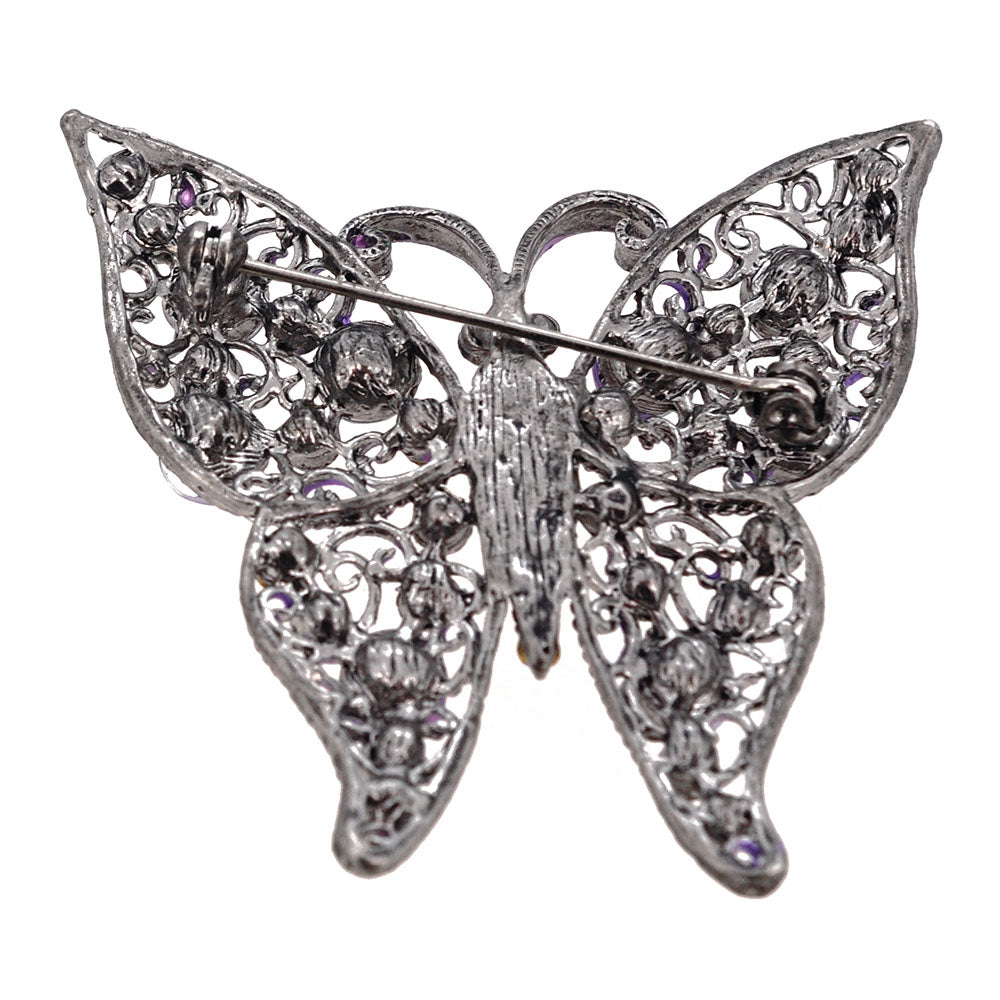 Amethyst Purple Butterfly Pin Brooch